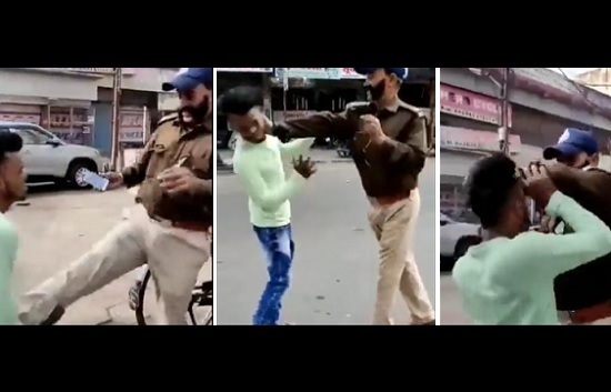 Police atrocities  Police violence  Police beats youth  Police thrashes youth  Indore  Rogue policeman  Rogue cops  Madhya Pradesh