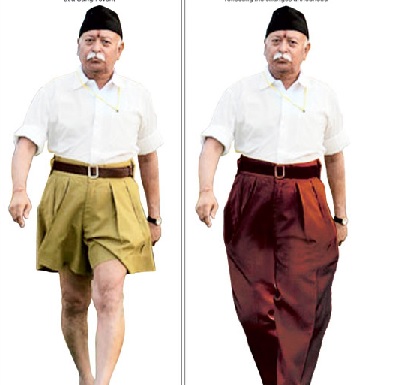 RSS uniform  Khaki shorts  Brown pants  white shirt  Vijayadashami  Vidarbha